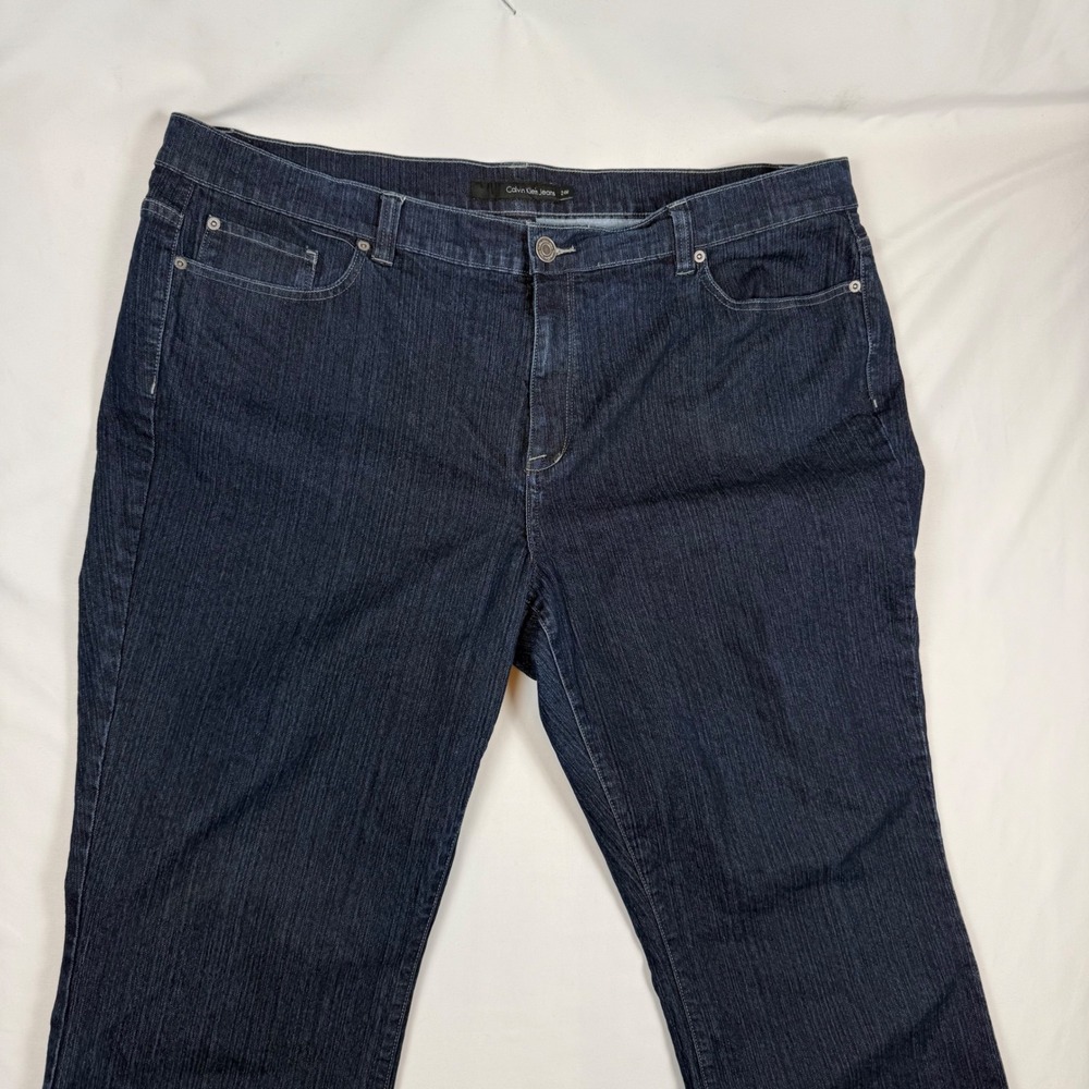 Calvin Klein Jeans Womens 24W Dark Wash Stretch Bootcut Plus Size Blue Denim
